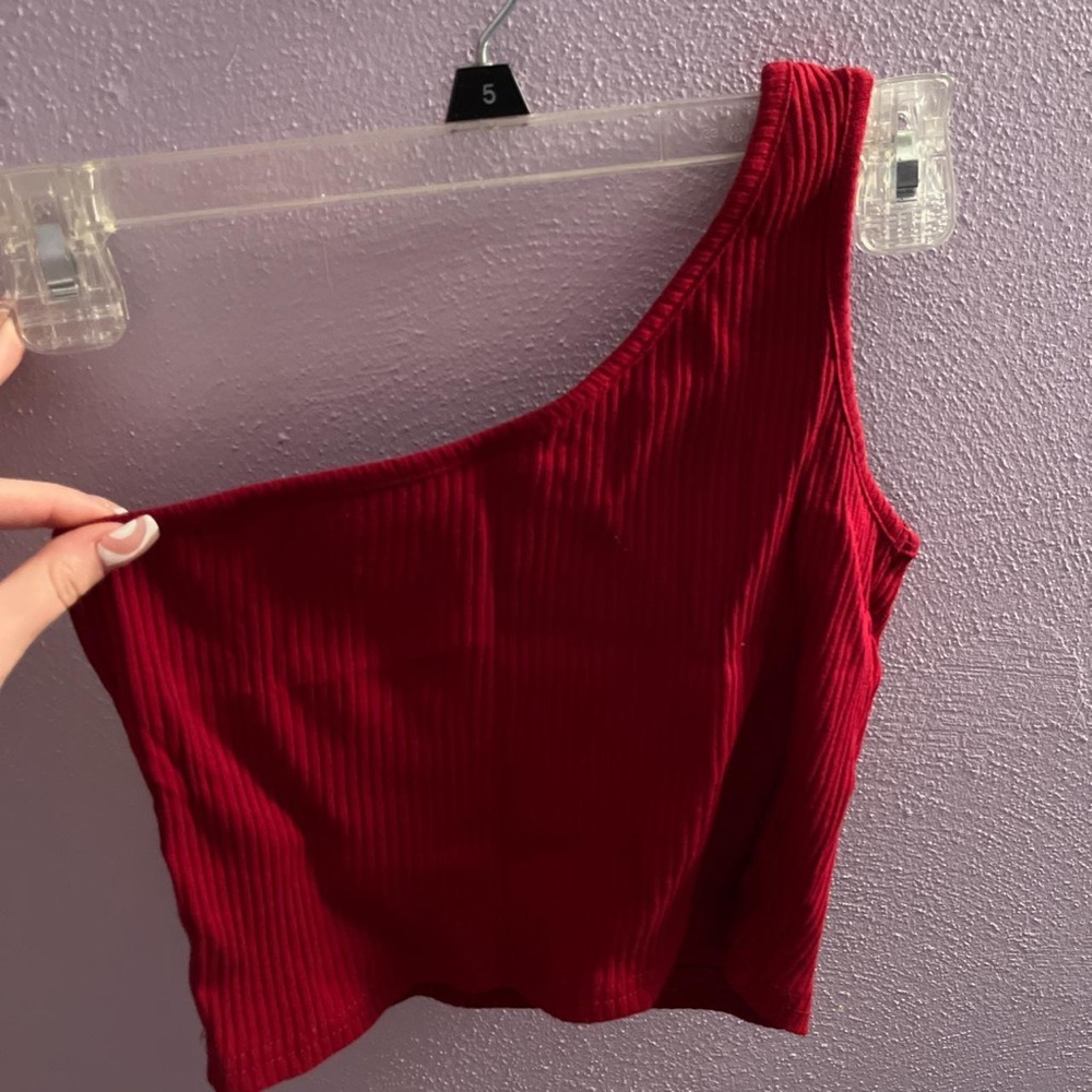 Red and grey one shoulder crop top bundle